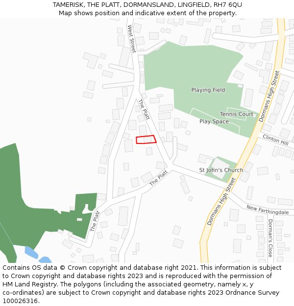 TAMERISK, THE PLATT, DORMANSLAND, LINGFIELD, RH7 6QU: Location map and indicative extent of plot