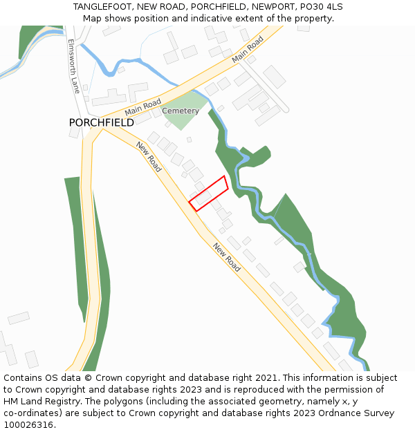 TANGLEFOOT, NEW ROAD, PORCHFIELD, NEWPORT, PO30 4LS: Location map and indicative extent of plot