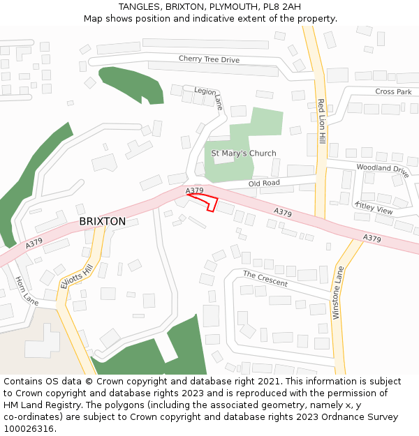 TANGLES, BRIXTON, PLYMOUTH, PL8 2AH: Location map and indicative extent of plot