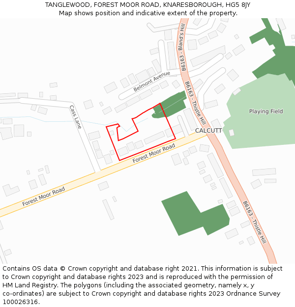 TANGLEWOOD, FOREST MOOR ROAD, KNARESBOROUGH, HG5 8JY: Location map and indicative extent of plot