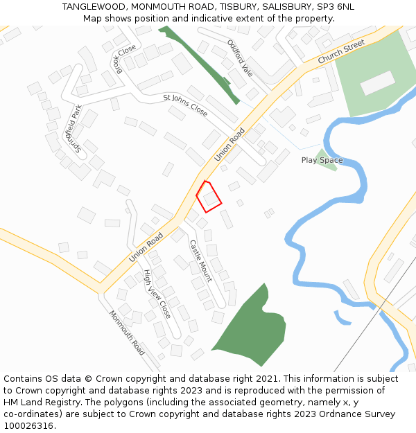 TANGLEWOOD, MONMOUTH ROAD, TISBURY, SALISBURY, SP3 6NL: Location map and indicative extent of plot