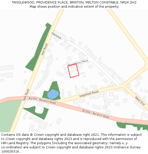 TANGLEWOOD, PROVIDENCE PLACE, BRISTON, MELTON CONSTABLE, NR24 2HZ: Location map and indicative extent of plot