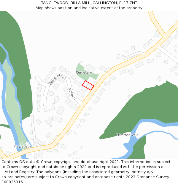 TANGLEWOOD, RILLA MILL, CALLINGTON, PL17 7NT: Location map and indicative extent of plot