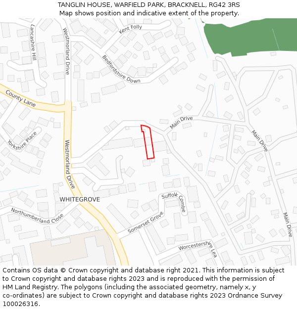 TANGLIN HOUSE, WARFIELD PARK, BRACKNELL, RG42 3RS: Location map and indicative extent of plot