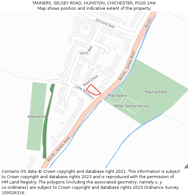 TANNERS, SELSEY ROAD, HUNSTON, CHICHESTER, PO20 1AW: Location map and indicative extent of plot