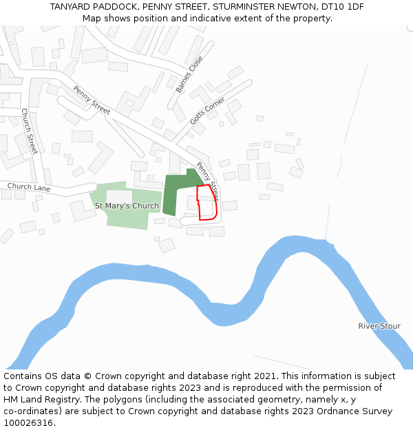 TANYARD PADDOCK, PENNY STREET, STURMINSTER NEWTON, DT10 1DF: Location map and indicative extent of plot