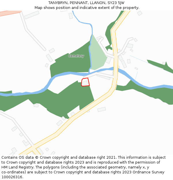 TANYBRYN, PENNANT, LLANON, SY23 5JW: Location map and indicative extent of plot