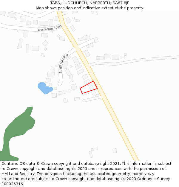 TARA, LUDCHURCH, NARBERTH, SA67 8JF: Location map and indicative extent of plot