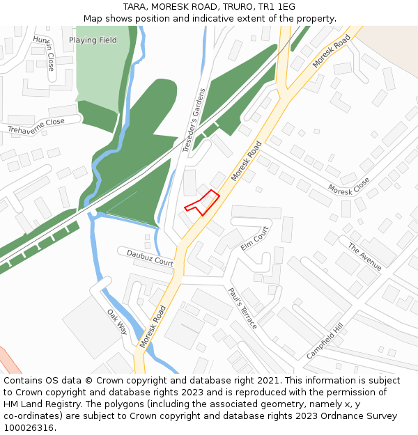 TARA, MORESK ROAD, TRURO, TR1 1EG: Location map and indicative extent of plot