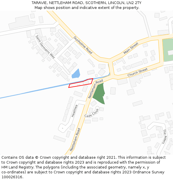 TARAVIE, NETTLEHAM ROAD, SCOTHERN, LINCOLN, LN2 2TY: Location map and indicative extent of plot