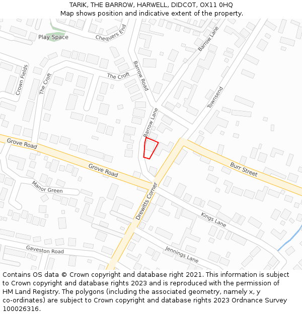 TARIK, THE BARROW, HARWELL, DIDCOT, OX11 0HQ: Location map and indicative extent of plot