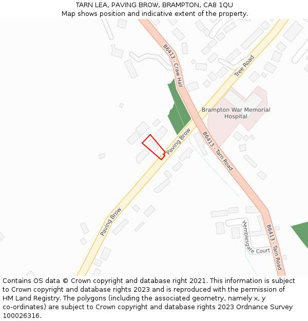 TARN LEA, PAVING BROW, BRAMPTON, CA8 1QU: Location map and indicative extent of plot
