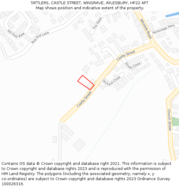 TATTLERS, CASTLE STREET, WINGRAVE, AYLESBURY, HP22 4PT: Location map and indicative extent of plot