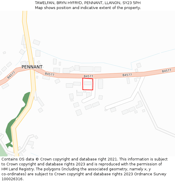 TAWELFAN, BRYN HYFRYD, PENNANT, LLANON, SY23 5PH: Location map and indicative extent of plot