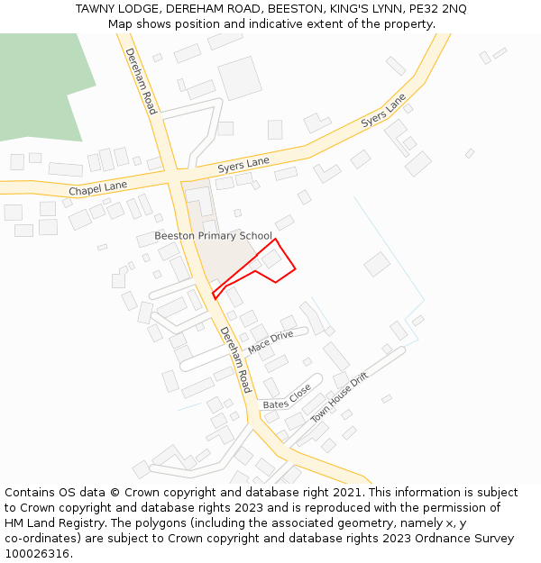 TAWNY LODGE, DEREHAM ROAD, BEESTON, KING'S LYNN, PE32 2NQ: Location map and indicative extent of plot