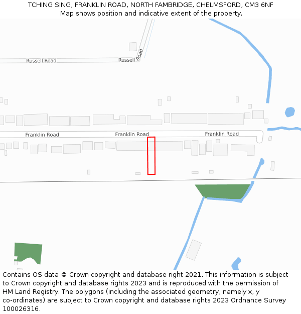 TCHING SING, FRANKLIN ROAD, NORTH FAMBRIDGE, CHELMSFORD, CM3 6NF: Location map and indicative extent of plot