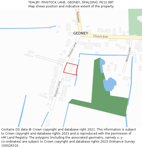 TEALBY, PINSTOCK LANE, GEDNEY, SPALDING, PE12 0BT: Location map and indicative extent of plot