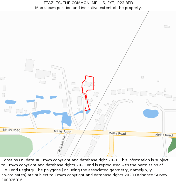 TEAZLES, THE COMMON, MELLIS, EYE, IP23 8EB: Location map and indicative extent of plot