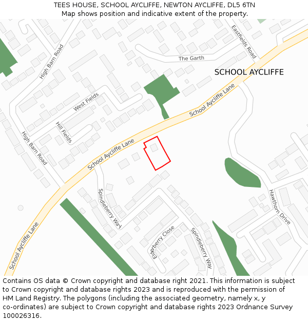 TEES HOUSE, SCHOOL AYCLIFFE, NEWTON AYCLIFFE, DL5 6TN: Location map and indicative extent of plot