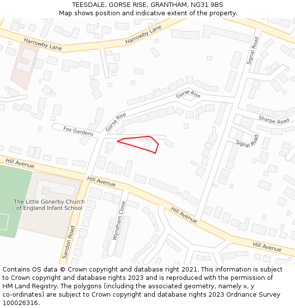 TEESDALE, GORSE RISE, GRANTHAM, NG31 9BS: Location map and indicative extent of plot