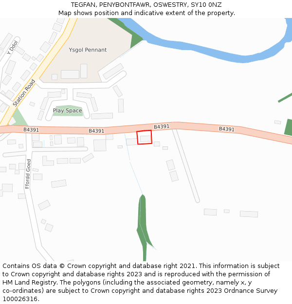 TEGFAN, PENYBONTFAWR, OSWESTRY, SY10 0NZ: Location map and indicative extent of plot