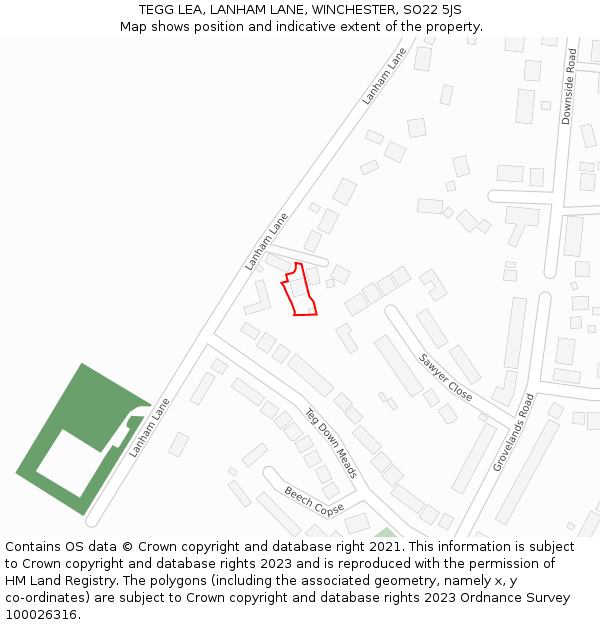 TEGG LEA, LANHAM LANE, WINCHESTER, SO22 5JS: Location map and indicative extent of plot