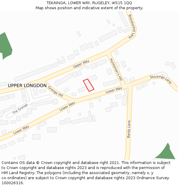 TEKAINGA, LOWER WAY, RUGELEY, WS15 1QQ: Location map and indicative extent of plot