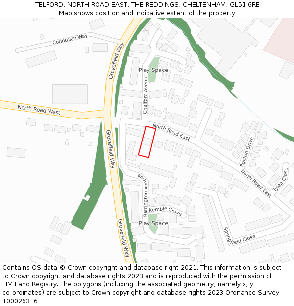 TELFORD, NORTH ROAD EAST, THE REDDINGS, CHELTENHAM, GL51 6RE: Location map and indicative extent of plot