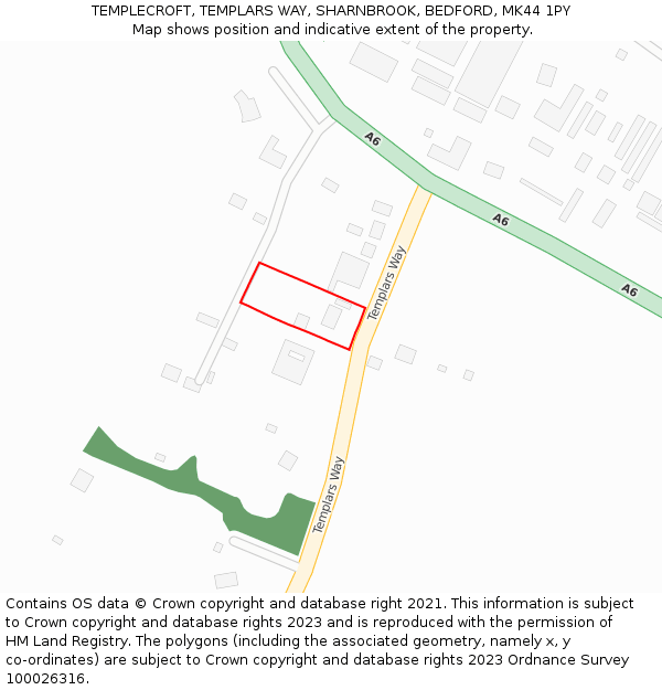 TEMPLECROFT, TEMPLARS WAY, SHARNBROOK, BEDFORD, MK44 1PY: Location map and indicative extent of plot