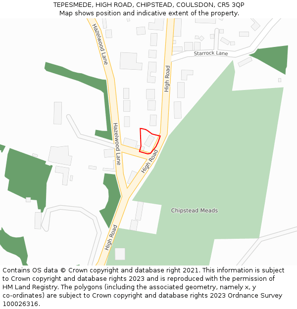 TEPESMEDE, HIGH ROAD, CHIPSTEAD, COULSDON, CR5 3QP: Location map and indicative extent of plot