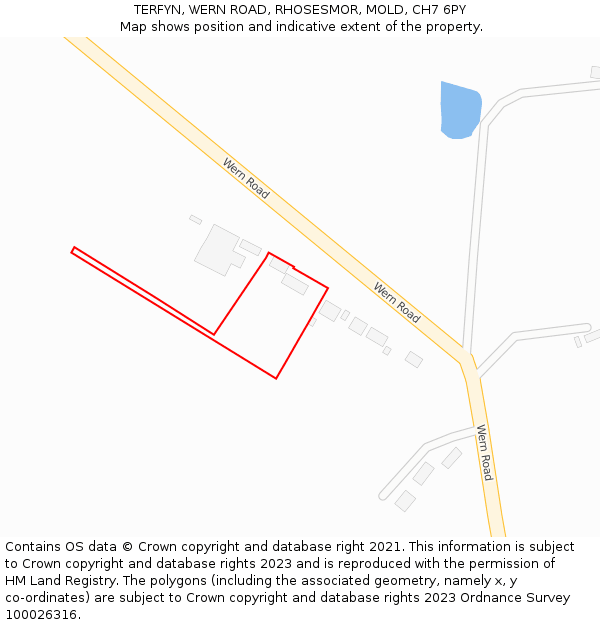 TERFYN, WERN ROAD, RHOSESMOR, MOLD, CH7 6PY: Location map and indicative extent of plot