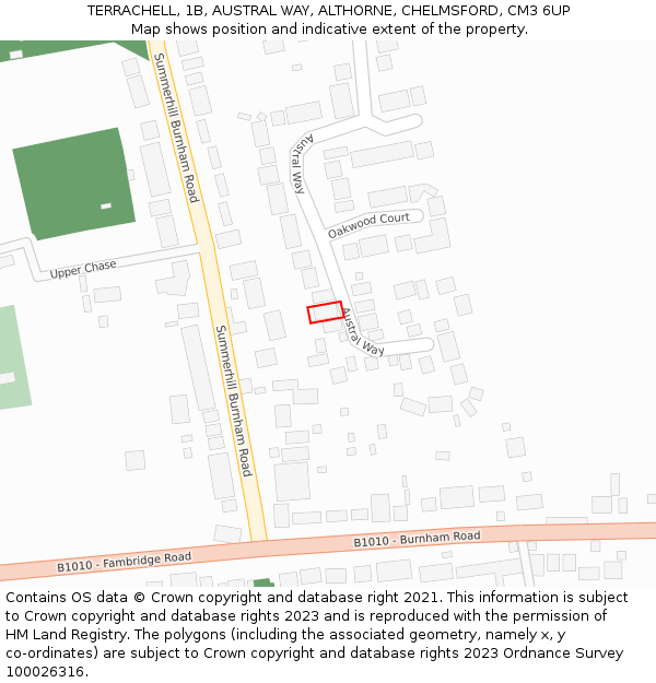 TERRACHELL, 1B, AUSTRAL WAY, ALTHORNE, CHELMSFORD, CM3 6UP: Location map and indicative extent of plot