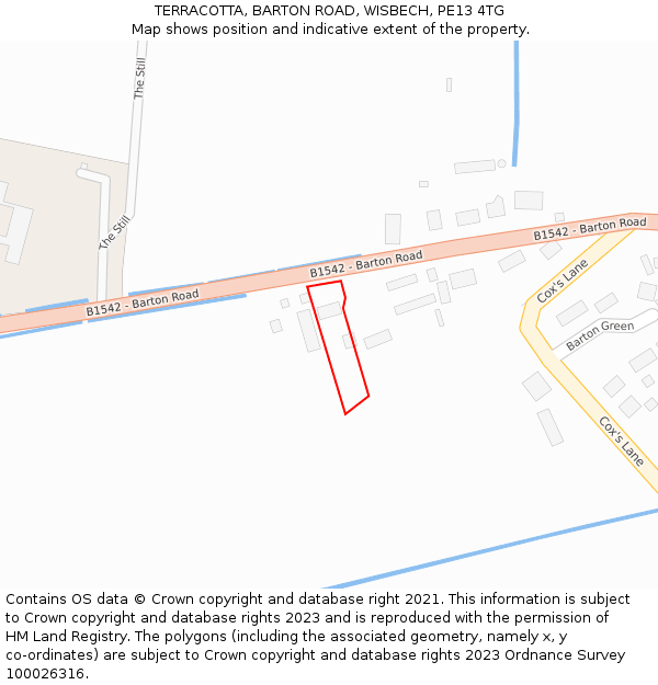 TERRACOTTA, BARTON ROAD, WISBECH, PE13 4TG: Location map and indicative extent of plot