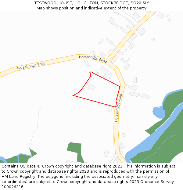 TESTWOOD HOUSE, HOUGHTON, STOCKBRIDGE, SO20 6LY: Location map and indicative extent of plot