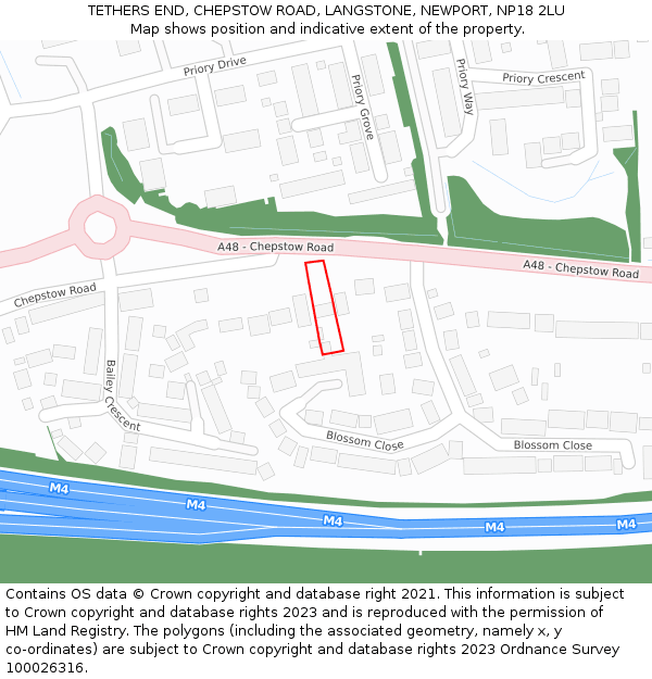 TETHERS END, CHEPSTOW ROAD, LANGSTONE, NEWPORT, NP18 2LU: Location map and indicative extent of plot