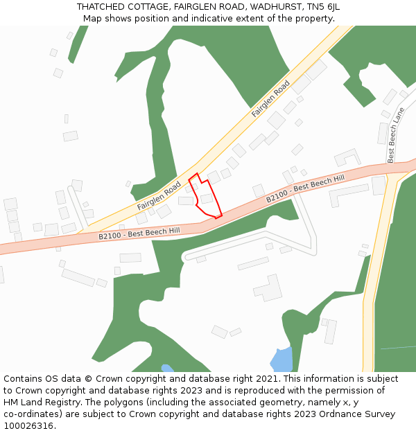 THATCHED COTTAGE, FAIRGLEN ROAD, WADHURST, TN5 6JL: Location map and indicative extent of plot