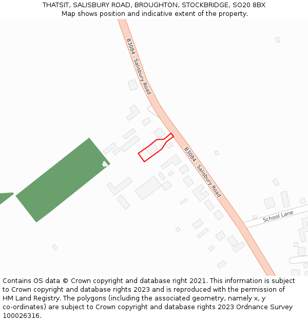 THATSIT, SALISBURY ROAD, BROUGHTON, STOCKBRIDGE, SO20 8BX: Location map and indicative extent of plot