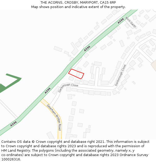 THE ACORNS, CROSBY, MARYPORT, CA15 6RP: Location map and indicative extent of plot