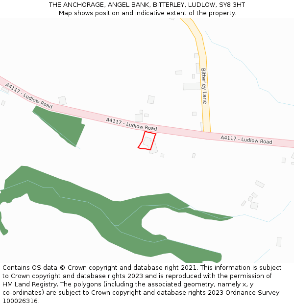 THE ANCHORAGE, ANGEL BANK, BITTERLEY, LUDLOW, SY8 3HT: Location map and indicative extent of plot