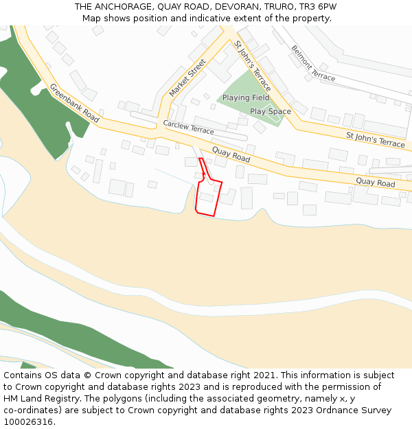 THE ANCHORAGE, QUAY ROAD, DEVORAN, TRURO, TR3 6PW: Location map and indicative extent of plot