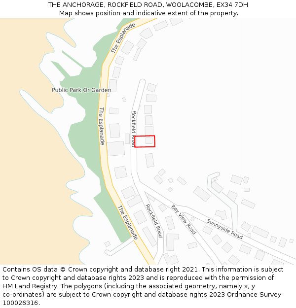 THE ANCHORAGE, ROCKFIELD ROAD, WOOLACOMBE, EX34 7DH: Location map and indicative extent of plot