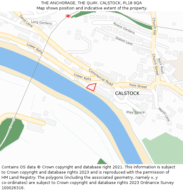 THE ANCHORAGE, THE QUAY, CALSTOCK, PL18 9QA: Location map and indicative extent of plot