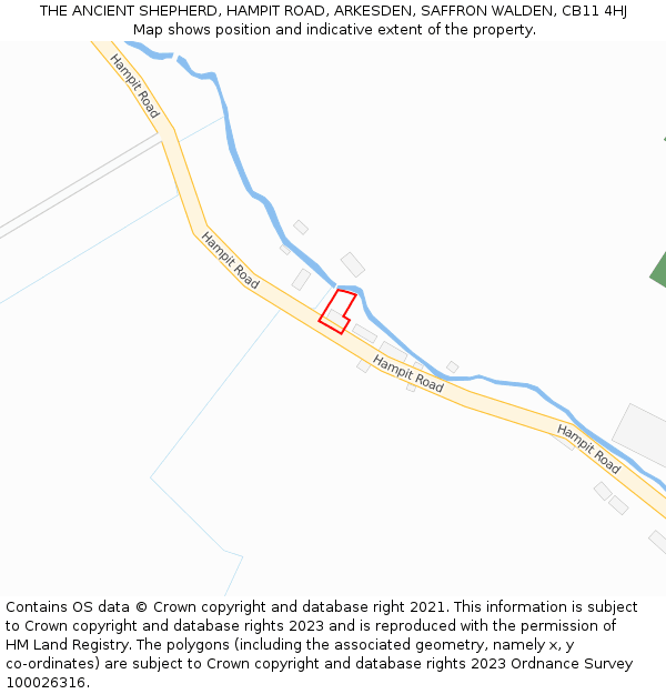 THE ANCIENT SHEPHERD, HAMPIT ROAD, ARKESDEN, SAFFRON WALDEN, CB11 4HJ: Location map and indicative extent of plot