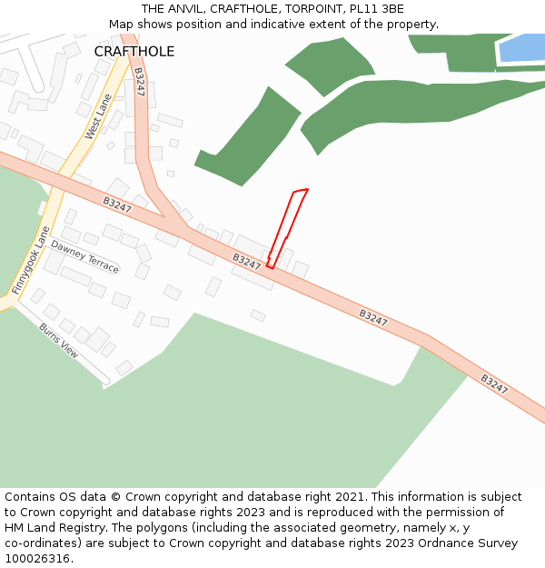 THE ANVIL, CRAFTHOLE, TORPOINT, PL11 3BE: Location map and indicative extent of plot