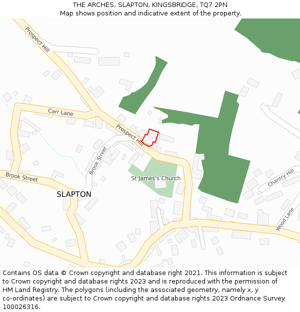 THE ARCHES, SLAPTON, KINGSBRIDGE, TQ7 2PN: Location map and indicative extent of plot