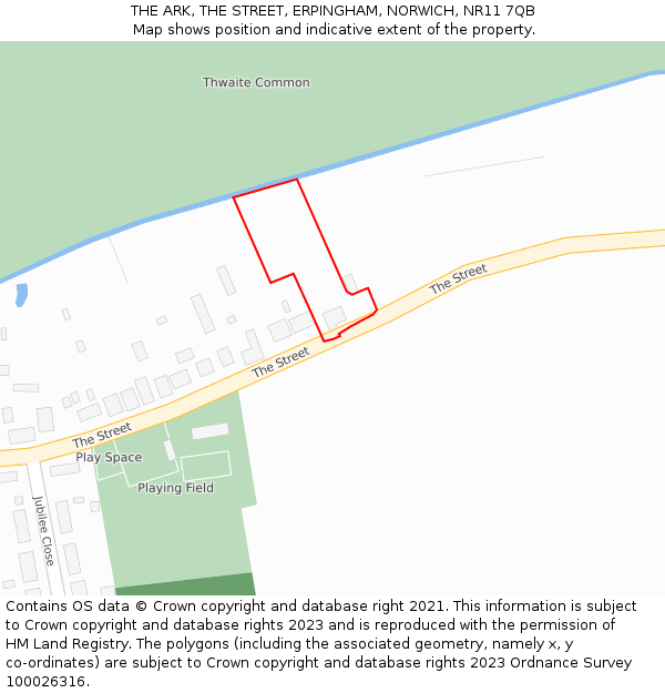 THE ARK, THE STREET, ERPINGHAM, NORWICH, NR11 7QB: Location map and indicative extent of plot