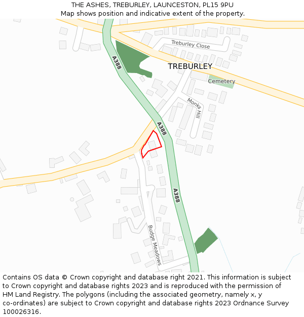 THE ASHES, TREBURLEY, LAUNCESTON, PL15 9PU: Location map and indicative extent of plot