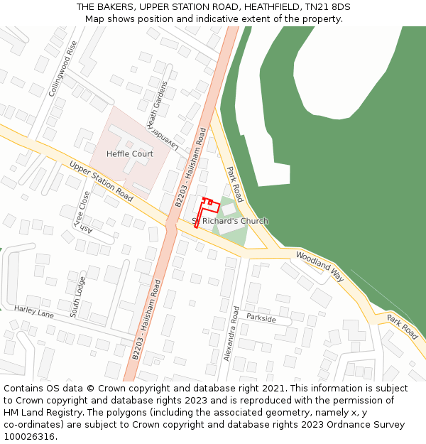 THE BAKERS, UPPER STATION ROAD, HEATHFIELD, TN21 8DS: Location map and indicative extent of plot