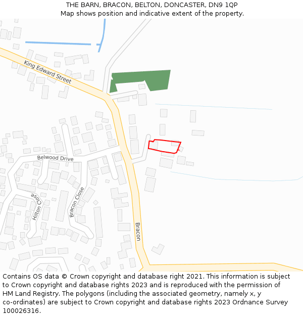 THE BARN, BRACON, BELTON, DONCASTER, DN9 1QP: Location map and indicative extent of plot