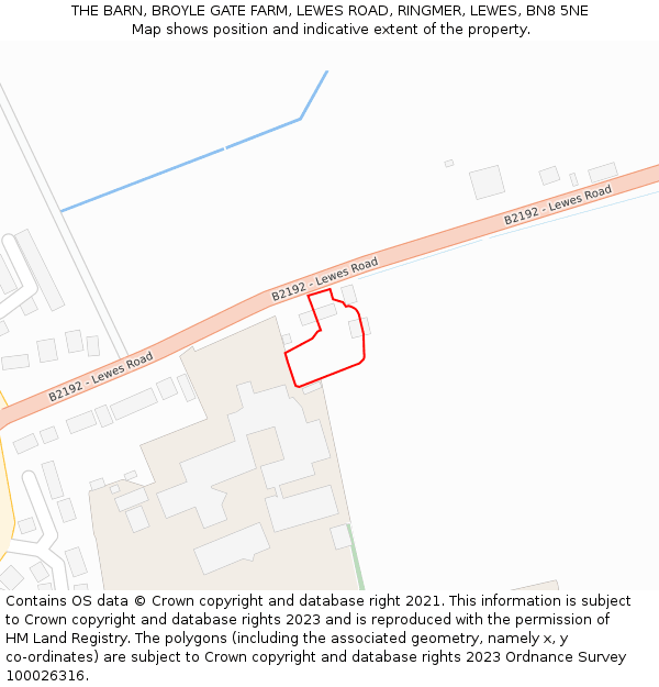 THE BARN, BROYLE GATE FARM, LEWES ROAD, RINGMER, LEWES, BN8 5NE: Location map and indicative extent of plot